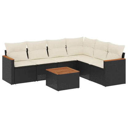 Set Divani da Giardino con Cuscini 7pz Nero Polyrattan - homemem39