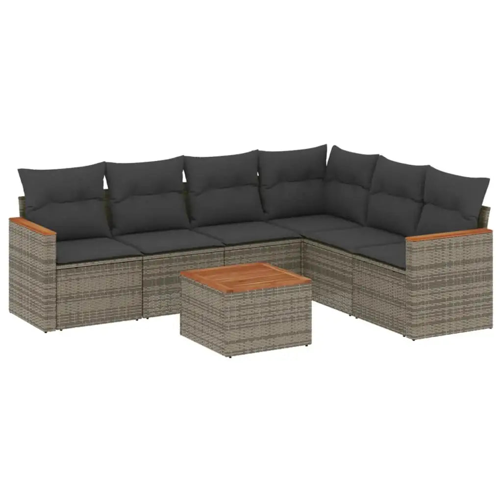 Set Divani da Giardino 7 pz con Cuscini Grigio in Polyrattan - homemem39