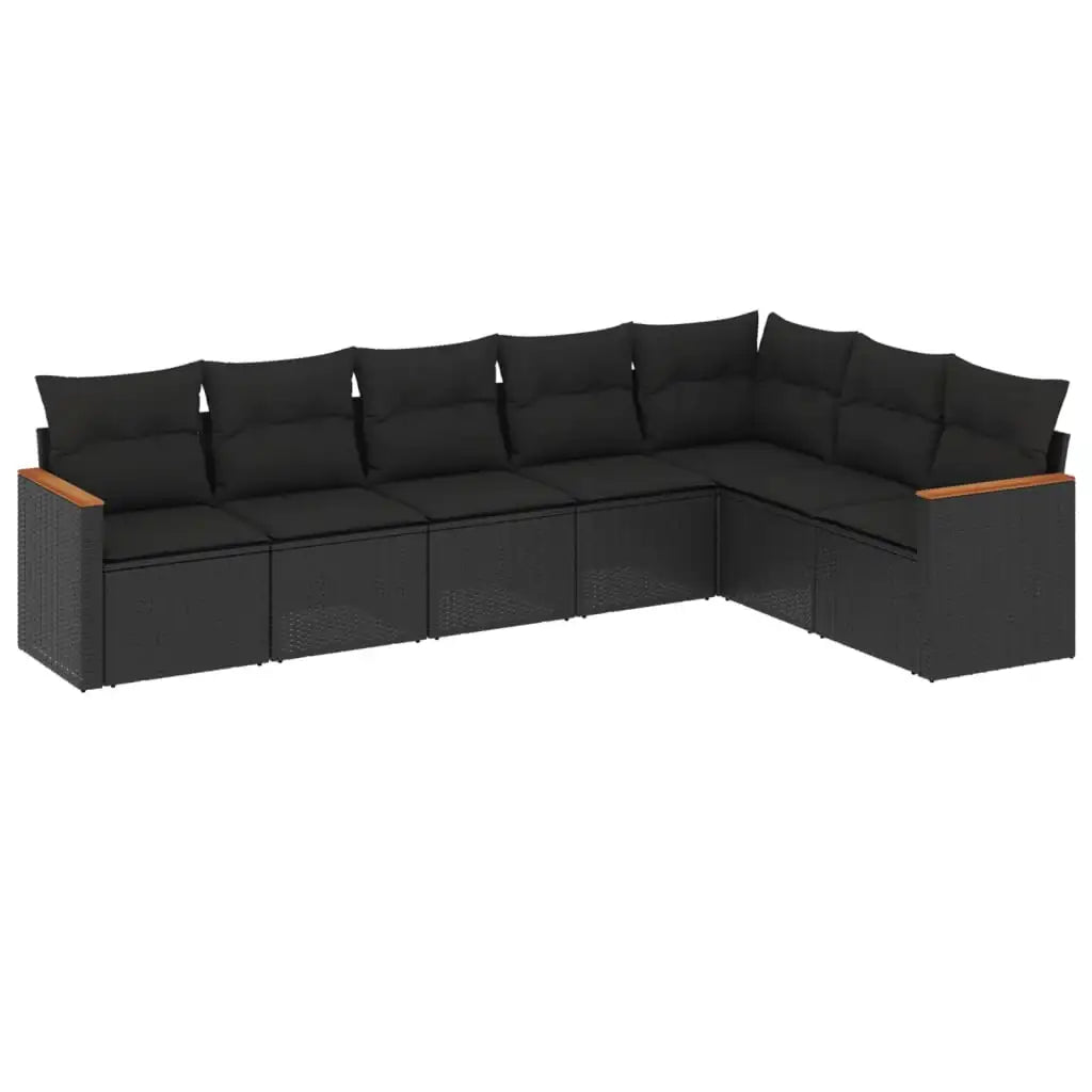 Set Divani da Giardino con Cuscini 7pz Nero Polyrattan - homemem39