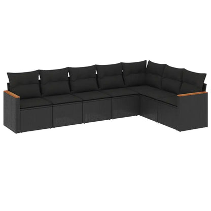 Set Divani da Giardino con Cuscini 7pz Nero Polyrattan - homemem39