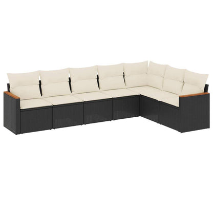 Set Divani da Giardino con Cuscini 7pz Nero Polyrattan - homemem39