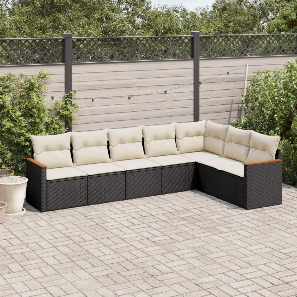 Set Divani da Giardino con Cuscini 7pz Nero Polyrattan - homemem39