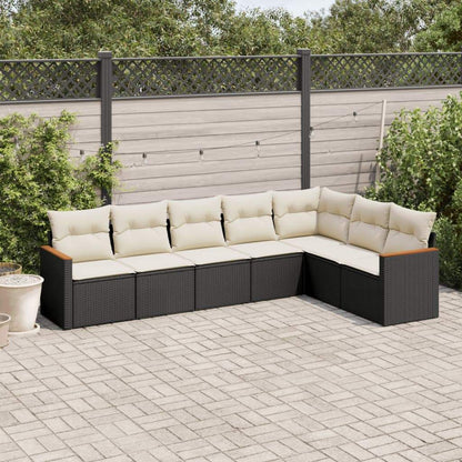 Set Divani da Giardino con Cuscini 7pz Nero Polyrattan - homemem39