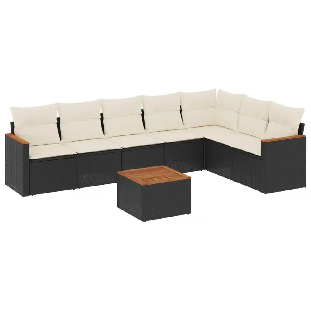 Set Divani da Giardino con Cuscini 8 pz Nero in Polyrattan - homemem39