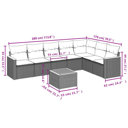 Set Divano da Giardino 8 pz con Cuscini Beige in Polyrattan | homemem39