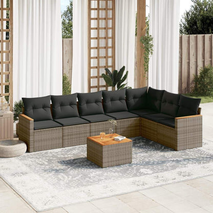 Set Divano da Giardino 8 pz con Cuscini Grigio in Polyrattan - homemem39