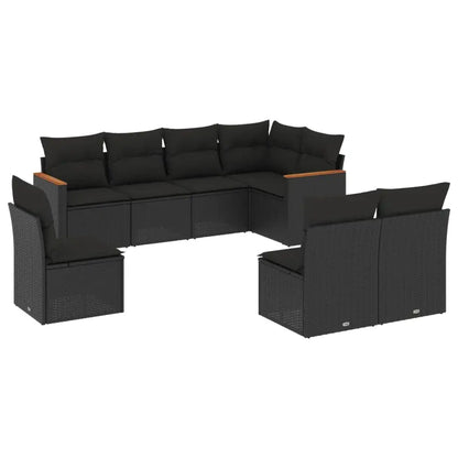 Set Divani da Giardino con Cuscini 8 pz Nero in Polyrattan - homemem39