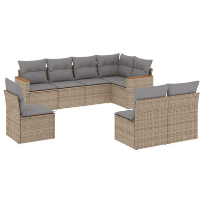 Set Divano da Giardino 8 pz con Cuscini Beige in Polyrattan - homemem39