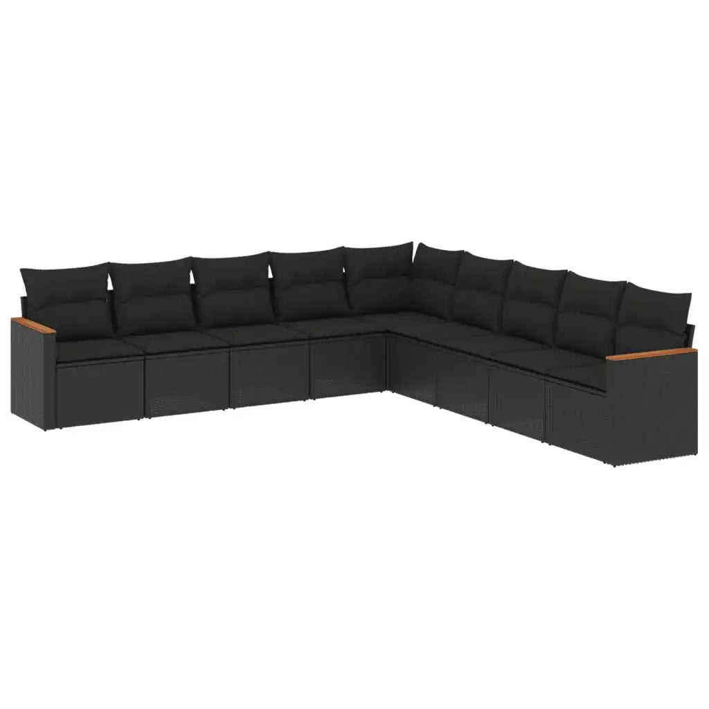 Set Divani da Giardino 9 pz con Cuscini Nero in Polyrattan - homemem39