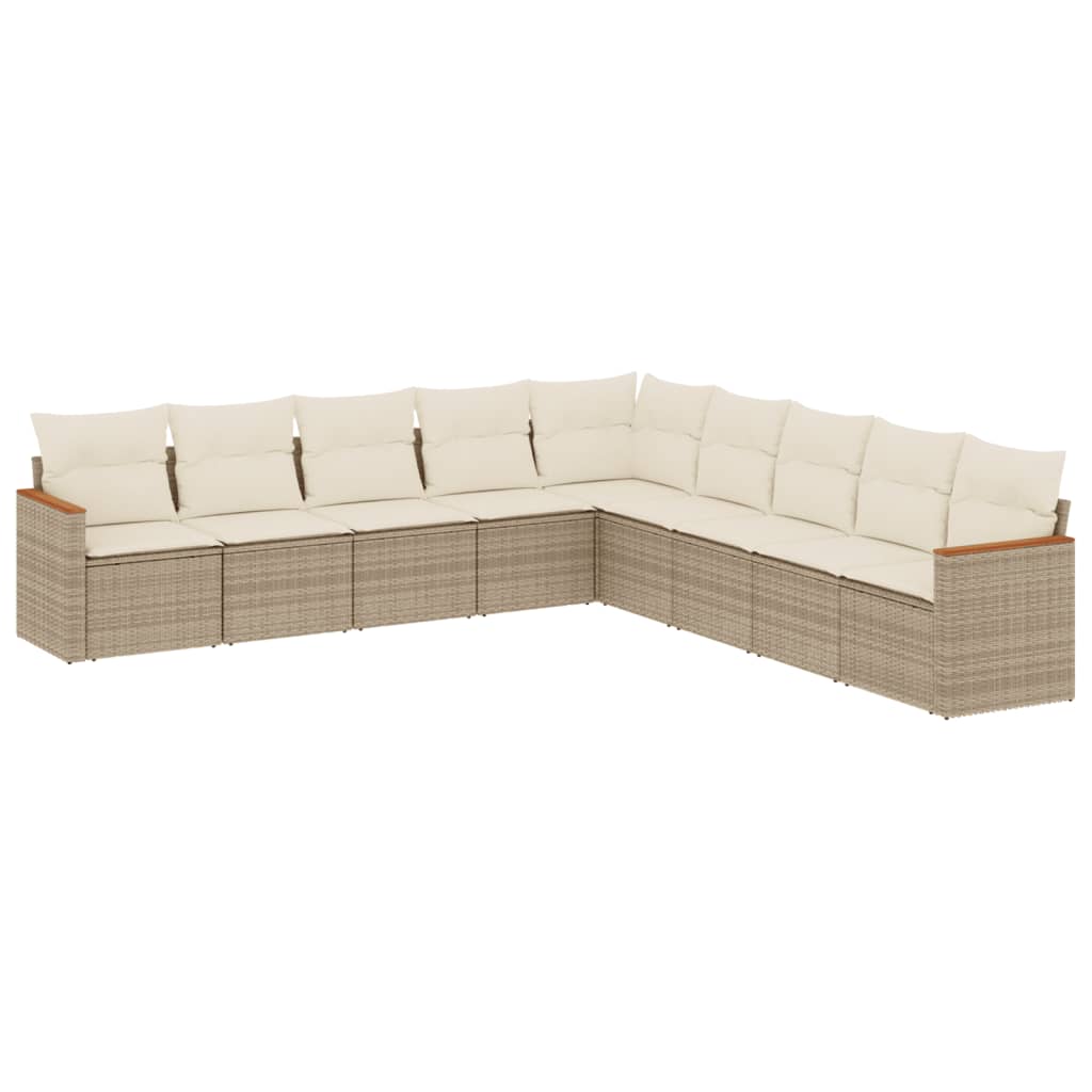 Set Divano da Giardino 9 pz con Cuscini Beige in Polyrattan | homemem39