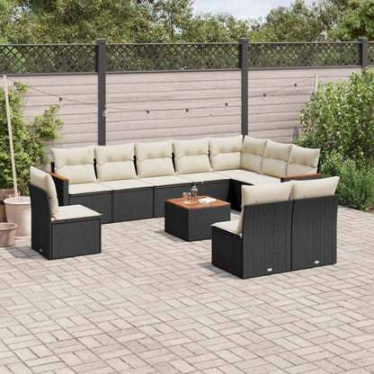 Set Divani da Giardino 11 pz con Cuscini in Polyrattan Nero - homemem39