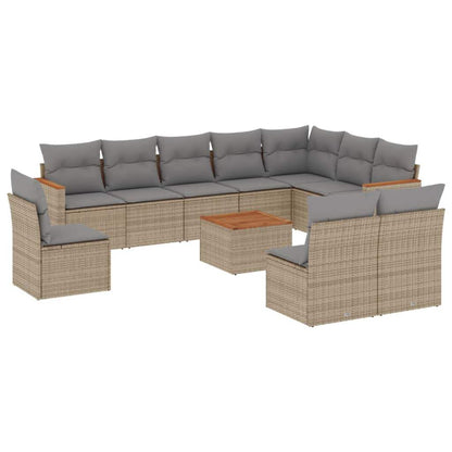 Set Divani da Giardino 11 pz con Cuscini Beige in Polyrattan - homemem39
