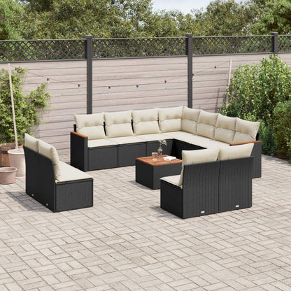 Set Divani da Giardino 12 pz con Cuscini Nero in Polyrattan - homemem39