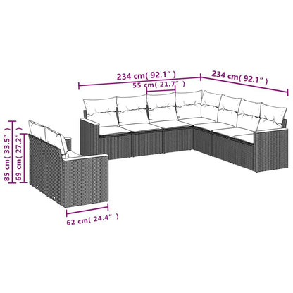 Set Divano da Giardino 9 pz con Cuscini Grigio in Polyrattan - homemem39