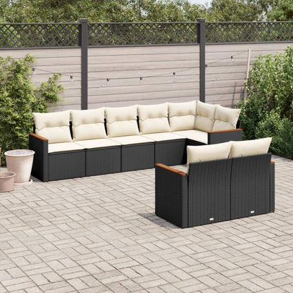 Set Divani da Giardino con Cuscini 8 pz Nero in Polyrattan - homemem39