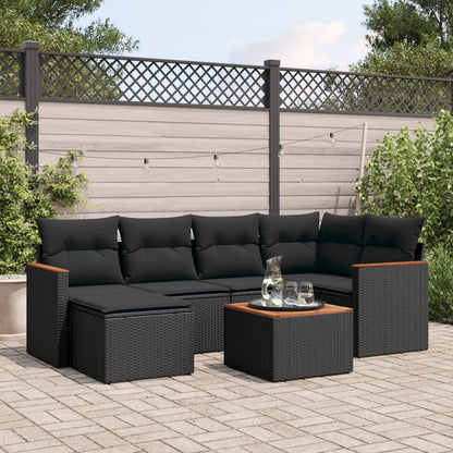 Set Divani da Giardino con Cuscini 7pz Nero Polyrattan - homemem39