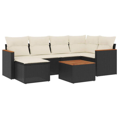 Set Divani da Giardino con Cuscini 7pz Nero Polyrattan - homemem39