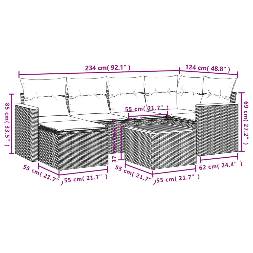 Set Divani da Giardino con Cuscini 7pz Nero Polyrattan - homemem39