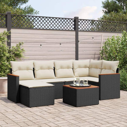 Set Divani da Giardino con Cuscini 7pz Nero Polyrattan - homemem39