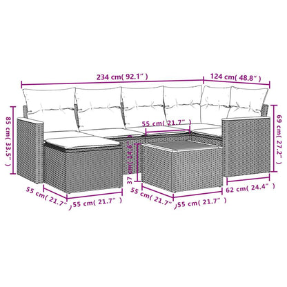 Set Divani da Giardino 7 pz con Cuscini Grigio in Polyrattan - homemem39