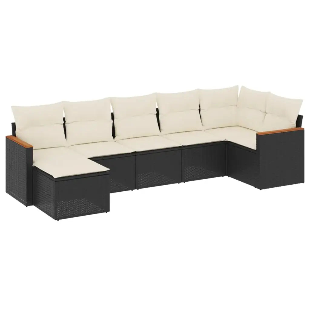 Set Divani da Giardino con Cuscini 7pz Nero Polyrattan - homemem39