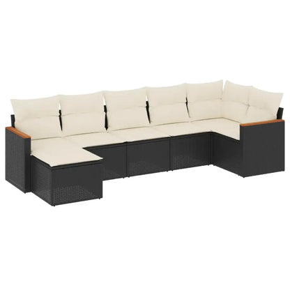 Set Divani da Giardino con Cuscini 7pz Nero Polyrattan - homemem39