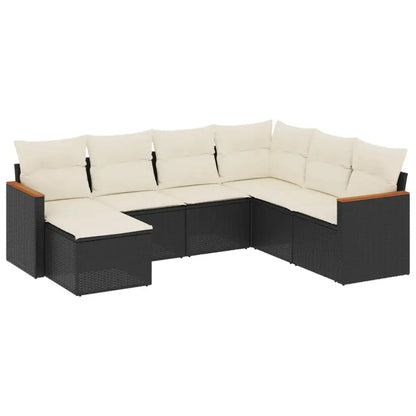 Set Divani da Giardino con Cuscini 7pz Nero Polyrattan - homemem39