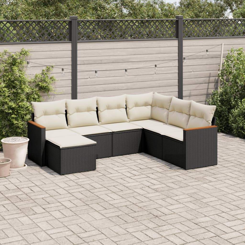 Set Divani da Giardino con Cuscini 7pz Nero Polyrattan - homemem39