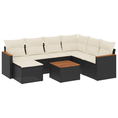 Set Divani da Giardino con Cuscini 8 pz Nero in Polyrattan - homemem39