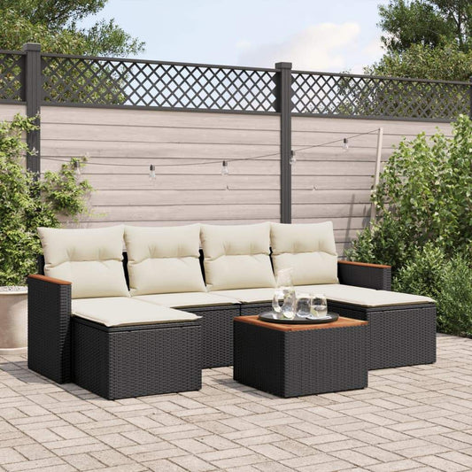 Set Divani da Giardino con Cuscini 7pz Nero Polyrattan - homemem39