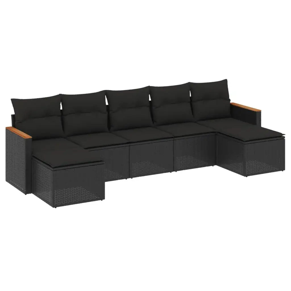 Set Divani da Giardino con Cuscini 7pz Nero Polyrattan - homemem39