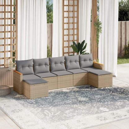 Set Divani da Giardino 7 pz con Cuscini Beige in Polyrattan - homemem39