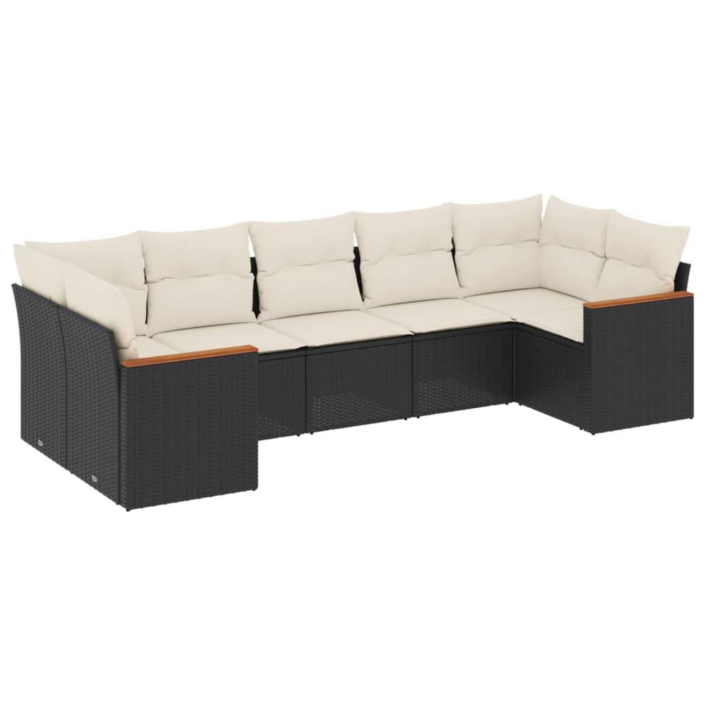 Set Divani da Giardino con Cuscini 7pz Nero Polyrattan - homemem39