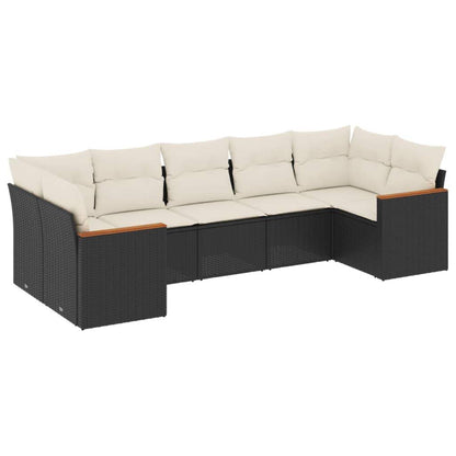 Set Divani da Giardino con Cuscini 7pz Nero Polyrattan - homemem39
