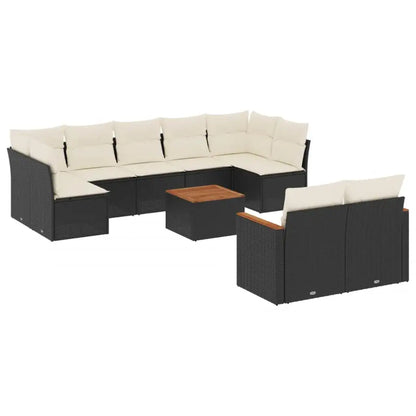 Set Divani da Giardino 10pz con Cuscini in Polyrattan Nero - homemem39