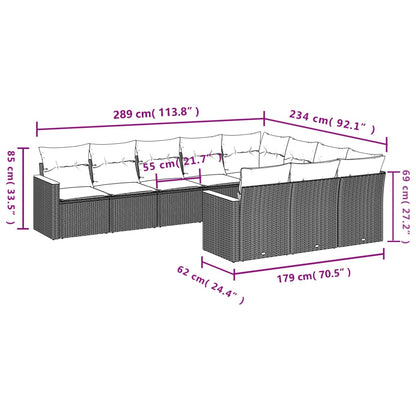 Set Divano da Giardino 10 pz con Cuscini Beige in Polyrattan | homemem39