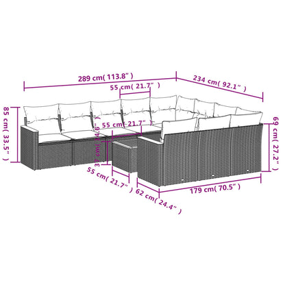Set Divani da Giardino 11 pz con Cuscini Beige in Polyrattan | homemem39
