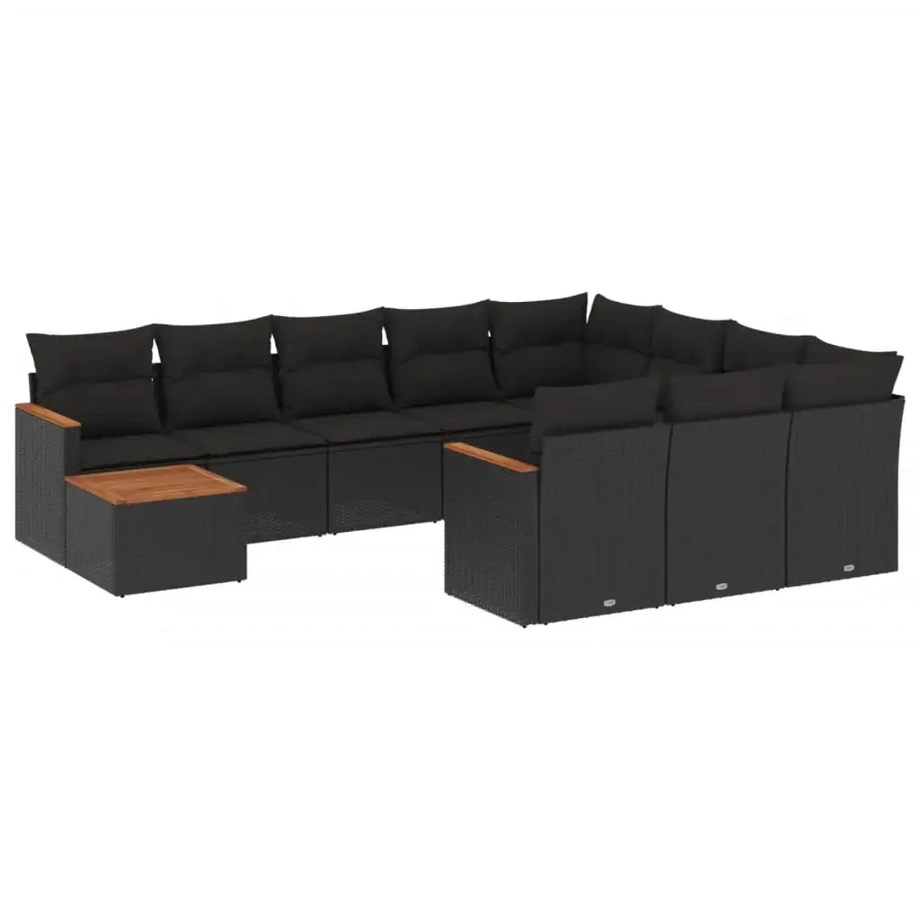 Set Divani da Giardino 11 pz con Cuscini in Polyrattan Nero - homemem39