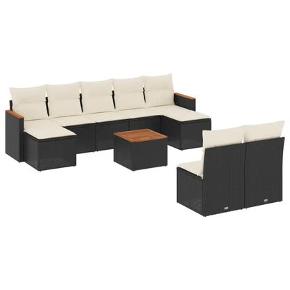 Set Divani da Giardino 10pz con Cuscini in Polyrattan Nero - homemem39