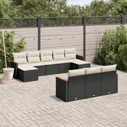 Set Divani da Giardino 10pz con Cuscini in Polyrattan Nero - homemem39