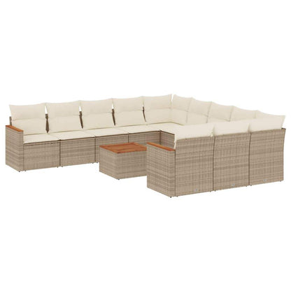 Set Divani da Giardino 12 pz con Cuscini Beige in Polyrattan - homemem39