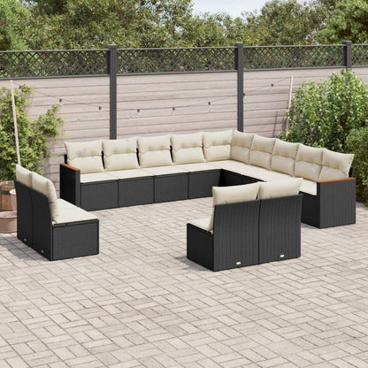 Set Divani da Giardino 13pz con Cuscini Nero in Polyrattan - homemem39