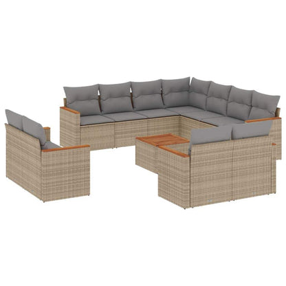 Set Divani da Giardino 12 pz con Cuscini Beige in Polyrattan - homemem39
