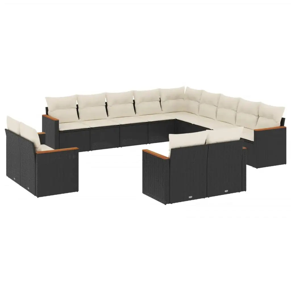 Set Divani da Giardino 13pz con Cuscini Nero in Polyrattan - homemem39