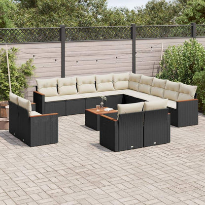Set Divani da Giardino 14pz con Cuscini in Polyrattan Nero - homemem39