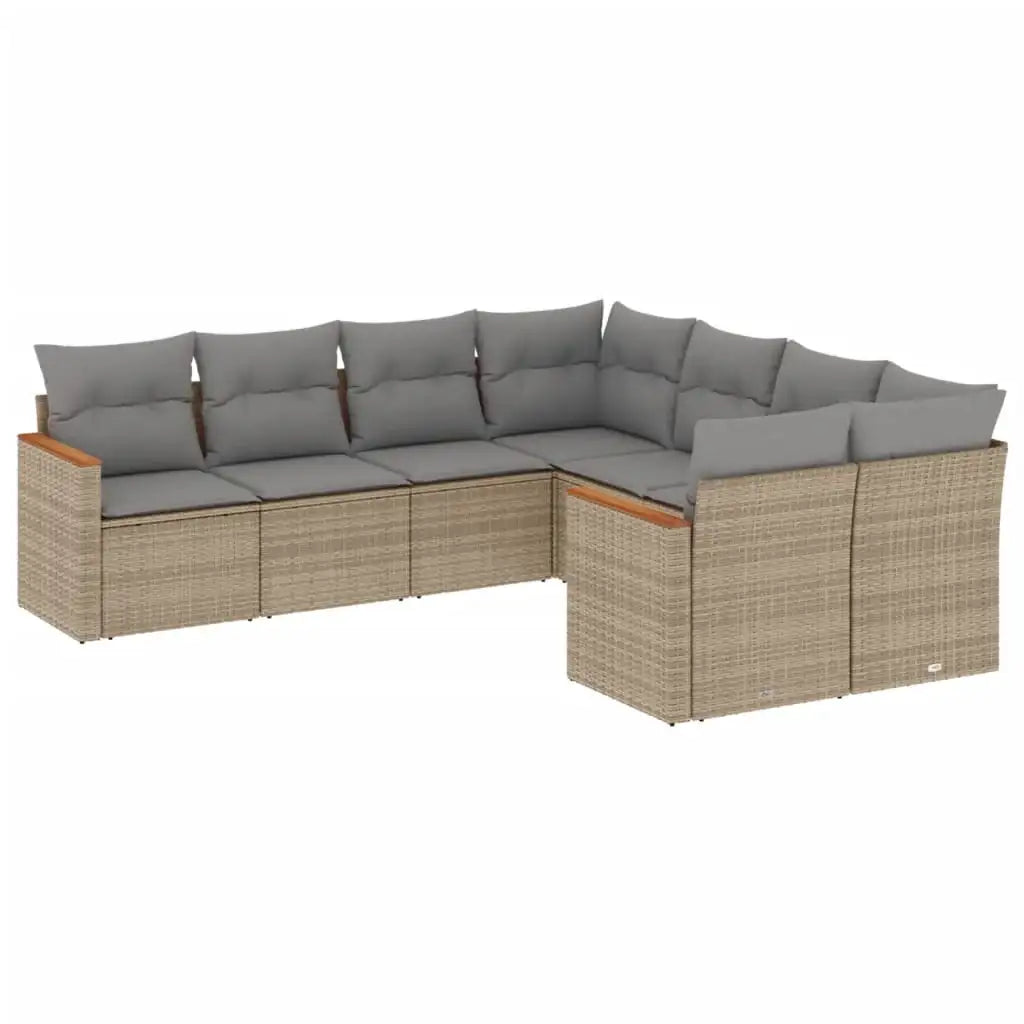 Set Divano da Giardino 8 pz con Cuscini Beige in Polyrattan - homemem39