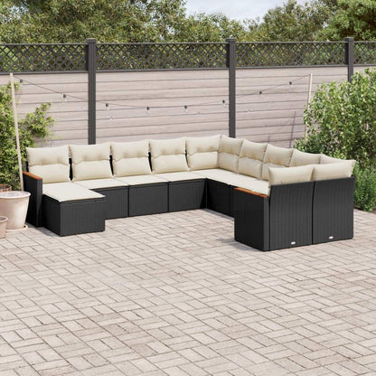 Set Divani da Giardino 11 pz con Cuscini in Polyrattan Nero - homemem39