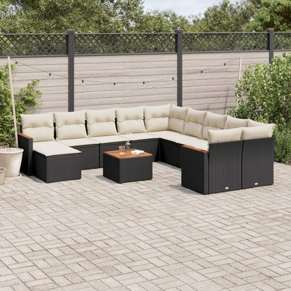 Set Divani da Giardino 12 pz con Cuscini Nero in Polyrattan - homemem39