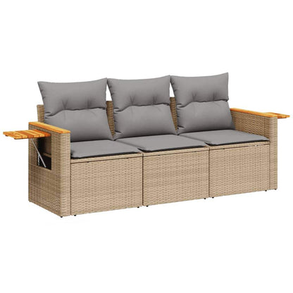 Set Divano da Giardino 3 pz con Cuscini Beige in Polyrattan - homemem39