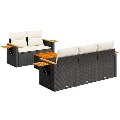 Set Divano da Giardino 6 pz con Cuscini Nero in Polyrattan - homemem39
